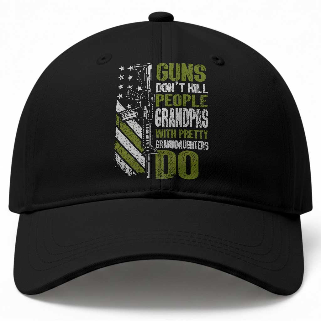 Funny Grandpa Baseball Cap Guns Dont Kill People Grandpas With Pretty Granddaughters Do US Flag TS10 Print Your Wear