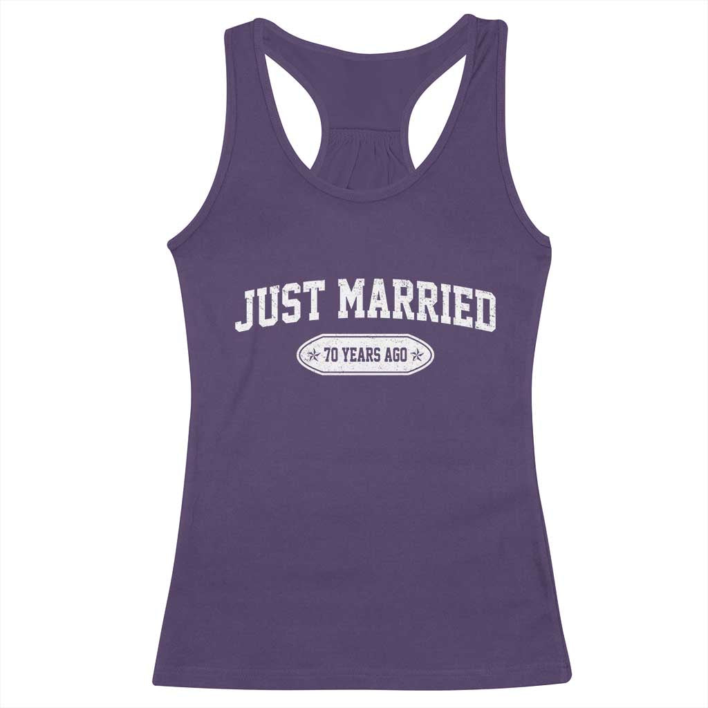 Just Married 70 Years Ago Racerback Tank Top 70th Wedding Anniversary Matching TS10 Purple Print Your Wear