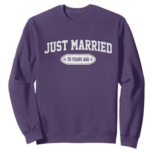 Just Married 70 Years Ago Sweatshirt 70th Wedding Anniversary Matching TS10 Purple Print Your Wear