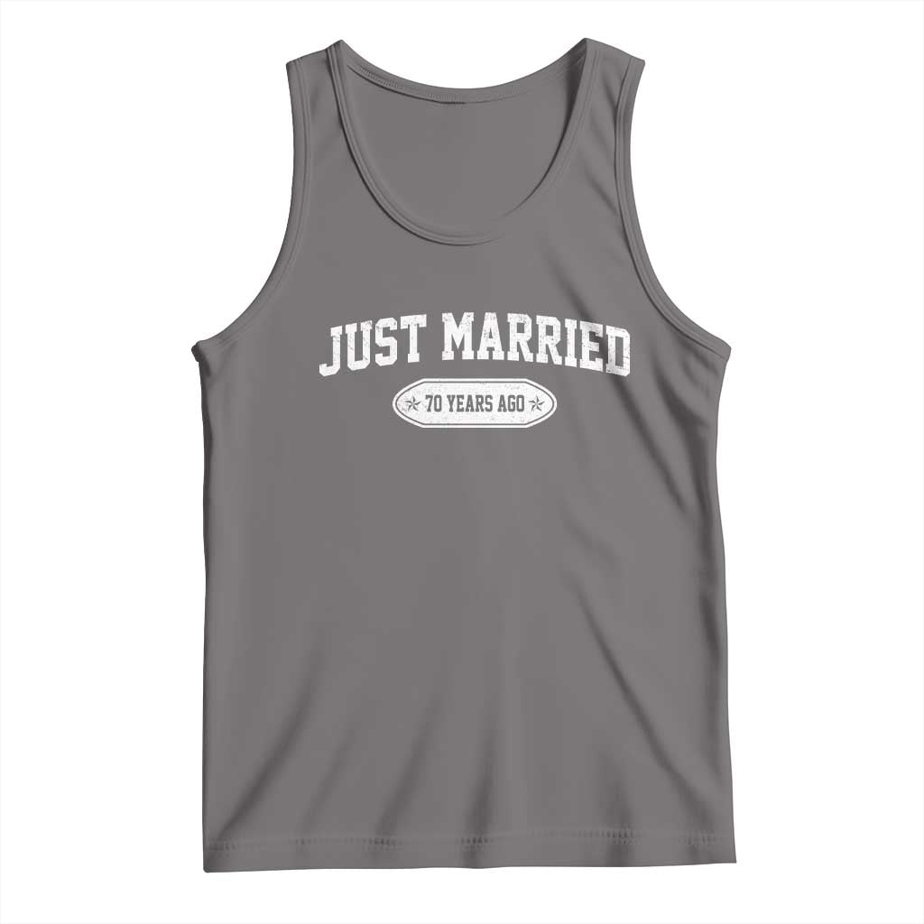 Just Married 70 Years Ago Tank Top 70th Wedding Anniversary Matching TS10 Deep Heather Print Your Wear