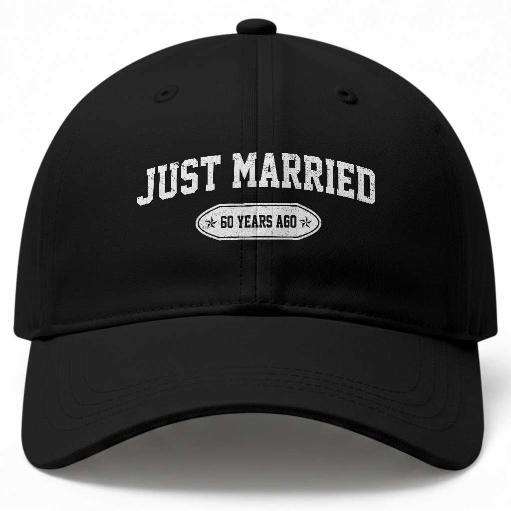 Just Married 60 Years Ago Baseball Cap 60th Wedding Anniversary Matching TS10 Print Your Wear
