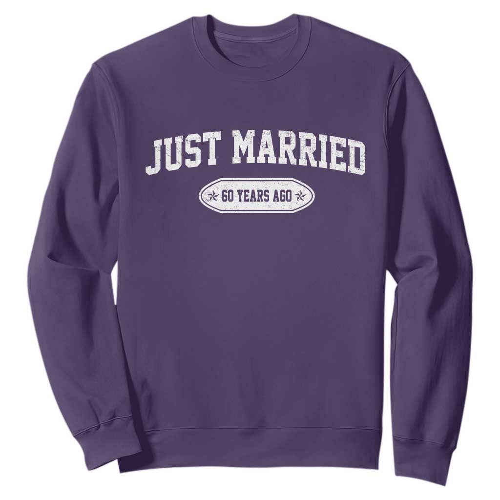 Just Married 60 Years Ago Sweatshirt 60th Wedding Anniversary Matching TS10 Purple Print Your Wear