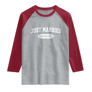 Just Married 50 Years Ago Raglan Shirt 50th Wedding Anniversary Matching TS10 Heather Gray Heather Red Print Your Wear