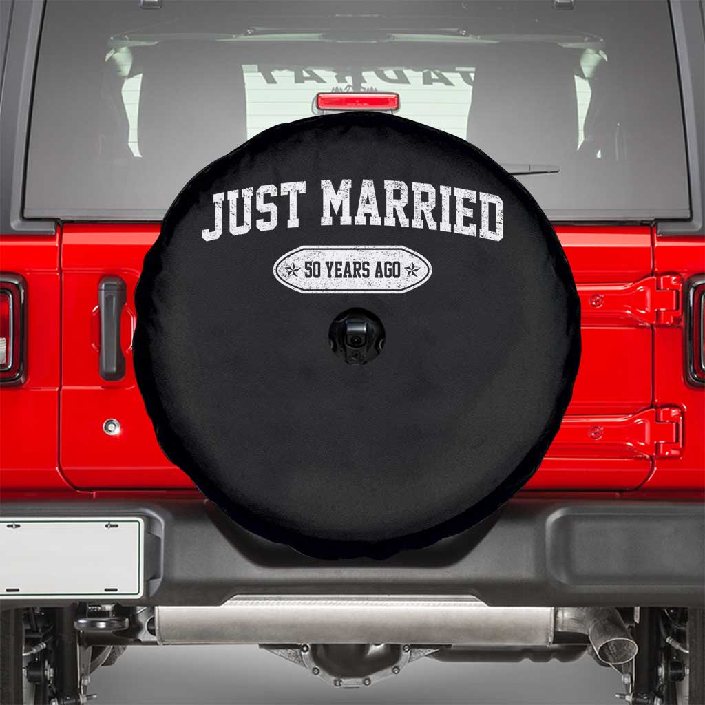 Just Married 50 Years Ago Spare Tire Cover 50th Wedding Anniversary Matching TS10 Black Print Your Wear