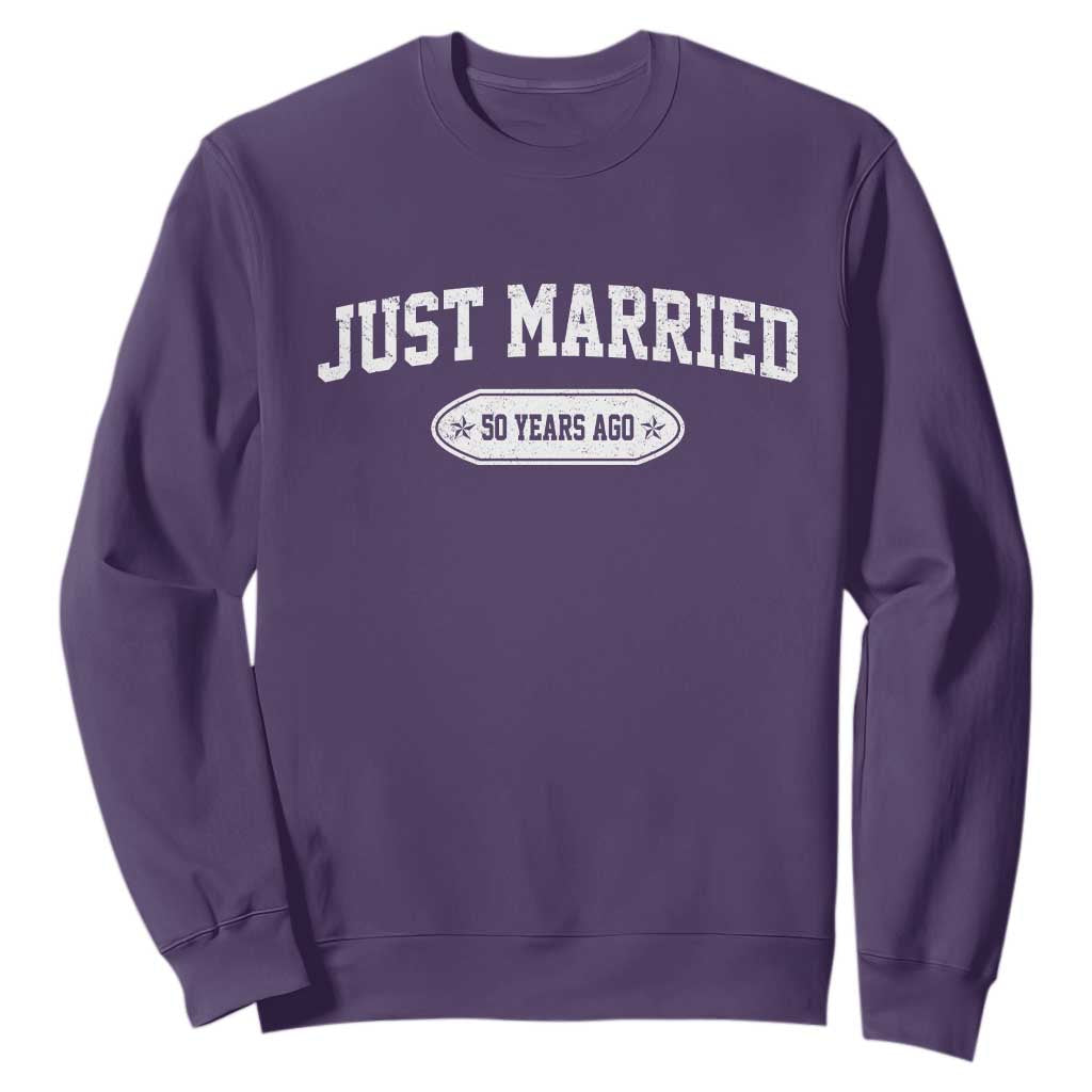 Just Married 50 Years Ago Sweatshirt 50th Wedding Anniversary Matching TS10 Purple Print Your Wear