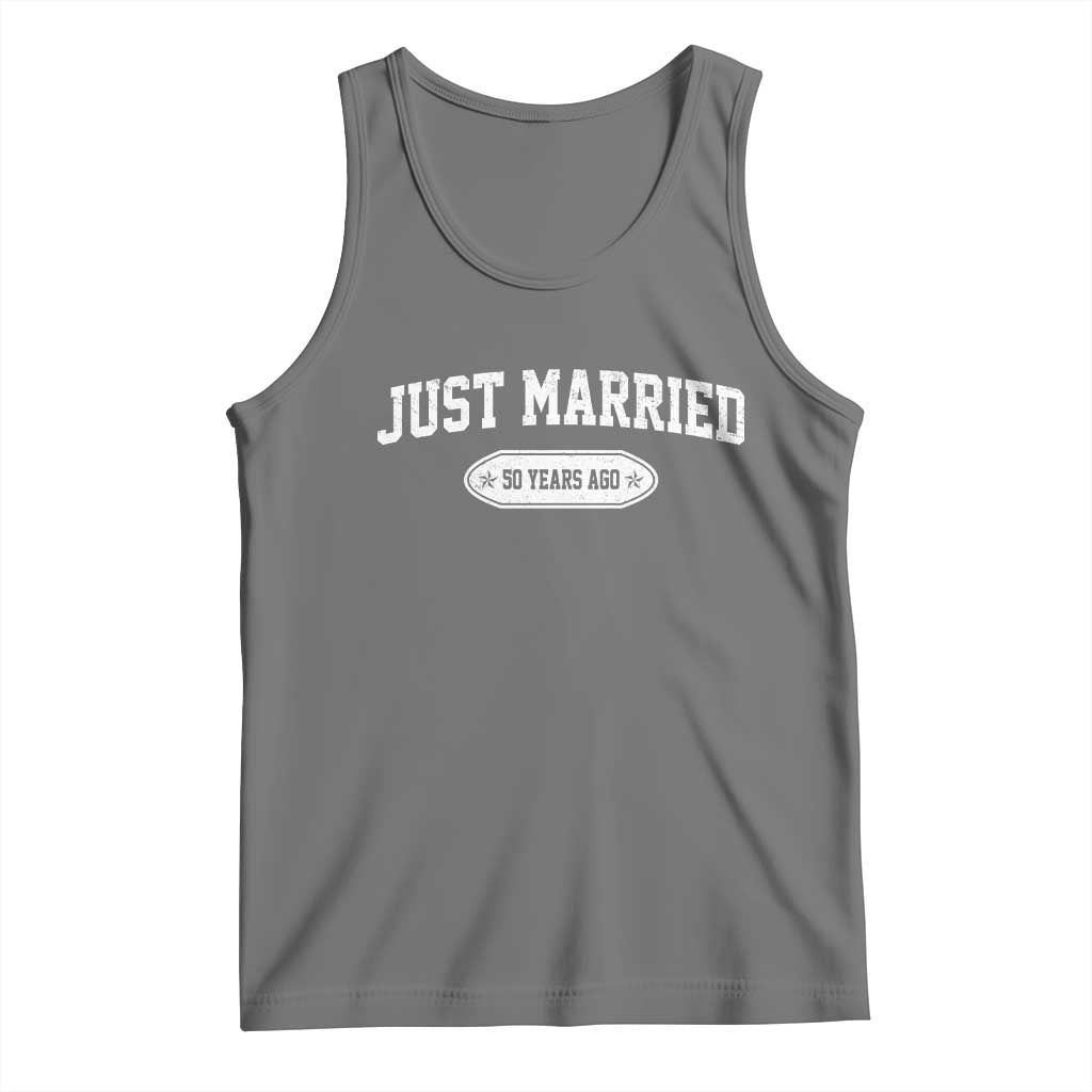 Just Married 50 Years Ago Tank Top 50th Wedding Anniversary Matching TS10 Black Heather Print Your Wear
