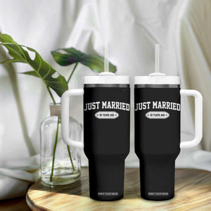 Just Married 50 Years Ago Tumbler With Handle 50th Wedding Anniversary Matching TS10 Print Your Wear