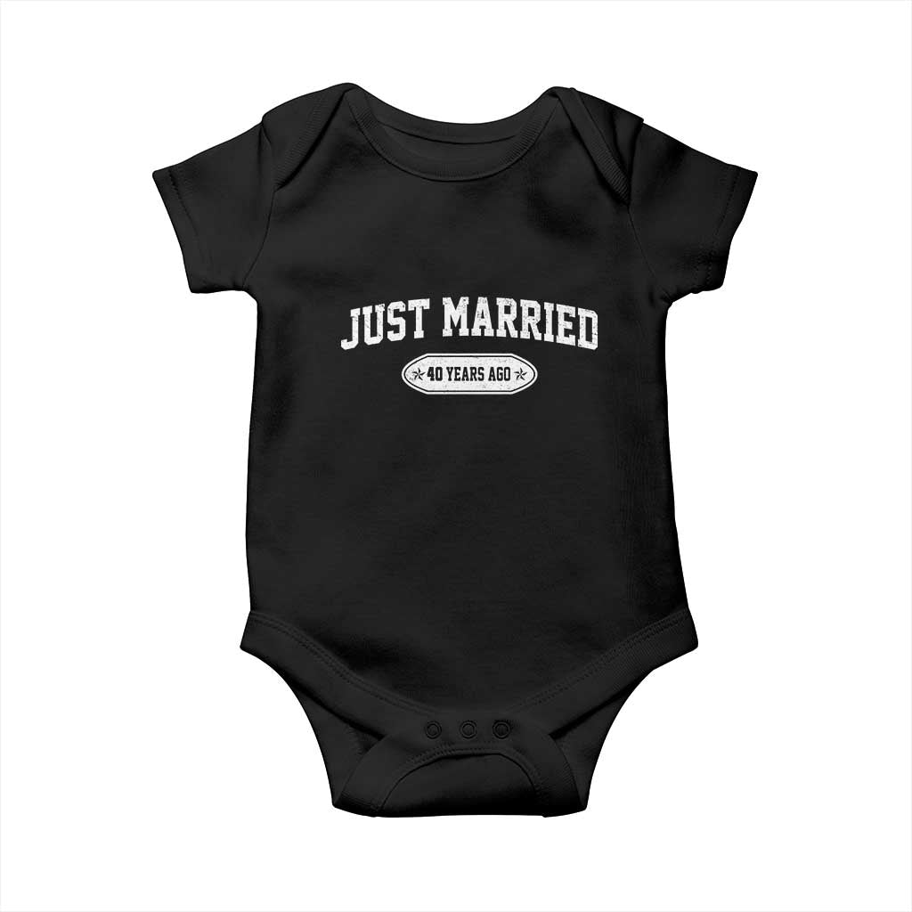Just Married 40 Years Ago Baby Onesie 40th Wedding Anniversary Matching TS10 Black Print Your Wear
