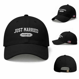 Just Married 40 Years Ago Baseball Cap 40th Wedding Anniversary Matching TS10 Baseball Cap Universal Fit Black Print Your Wear