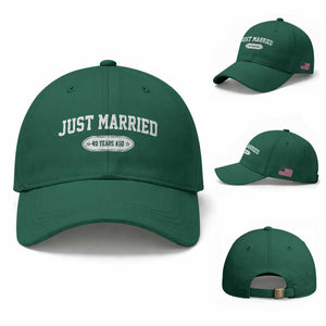 Just Married 40 Years Ago Baseball Cap 40th Wedding Anniversary Matching TS10 Baseball Cap Universal Fit Irish Green Print Your Wear