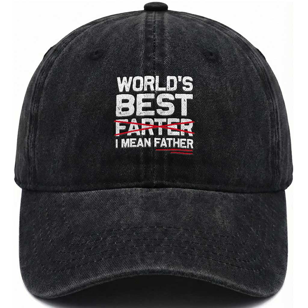 Retro World's Best Farter I Mean Father Washed Cotton Baseball Cap Funny Best Dad TS10 Print Your Wear