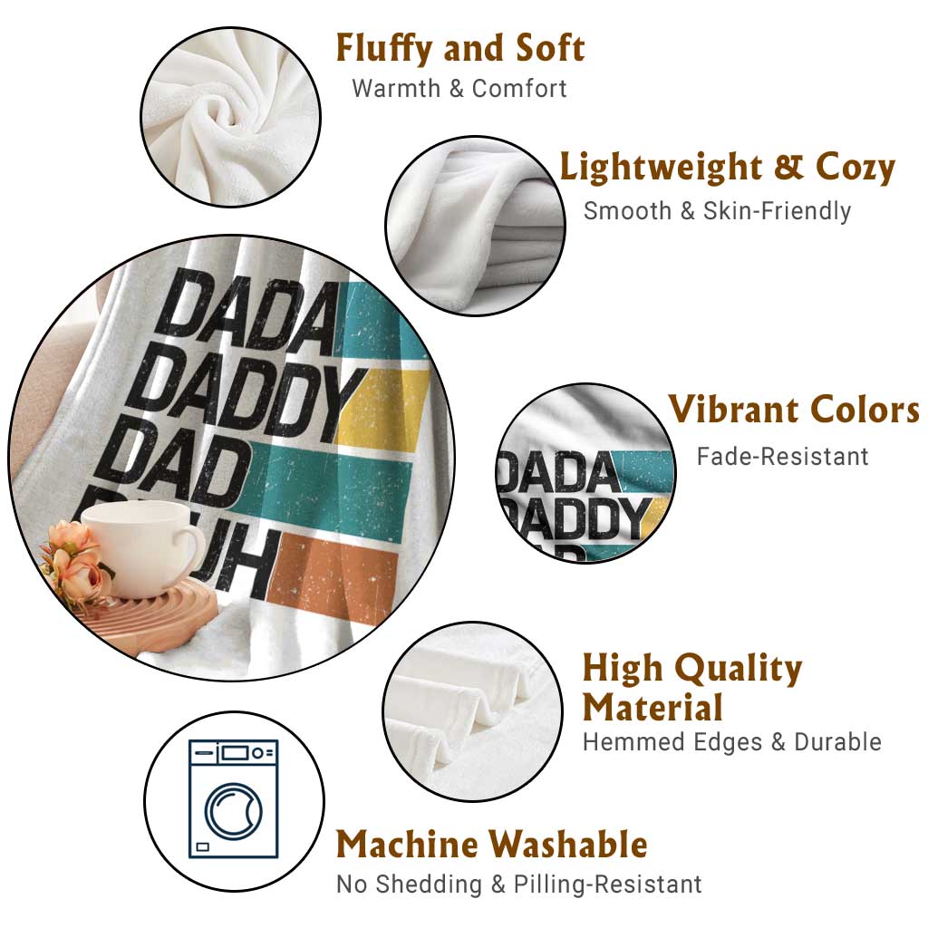 Dada Daddy Dad Bruh Throw Blanket Funny Fathers Day Bruh TS10 Print Your Wear