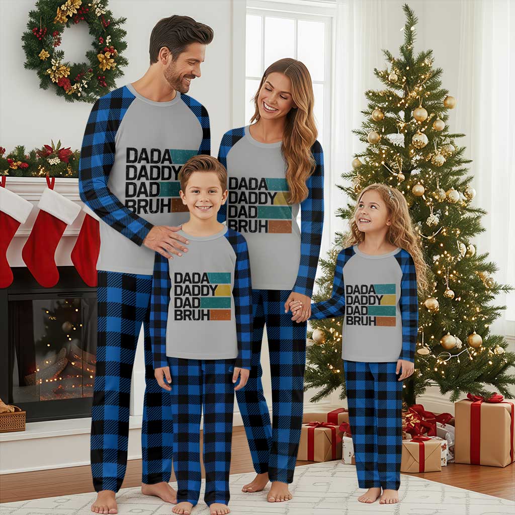 Dada Daddy Dad Bruh Plaid Pajama Set Funny Fathers Day Bruh TS10 Blue Plaid Print Your Wear