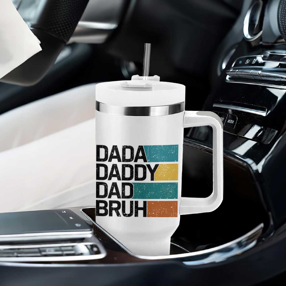 Dada Daddy Dad Bruh Tumbler With Handle Funny Fathers Day Bruh TS10 Print Your Wear