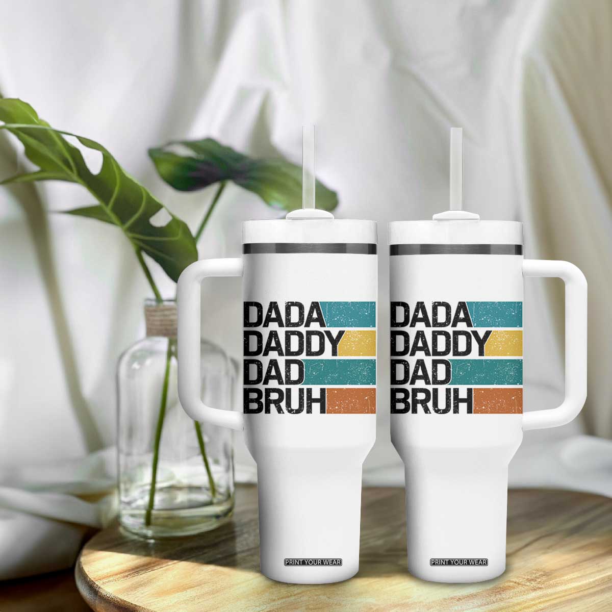 Dada Daddy Dad Bruh Tumbler With Handle Funny Fathers Day Bruh TS10 Print Your Wear