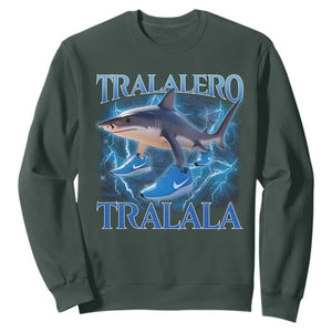 Tralalero Tralala Shark Sweatshirt Funny Internet Brainrot Memes Gen Alpha TS10 Dark Forest Green Print Your Wear