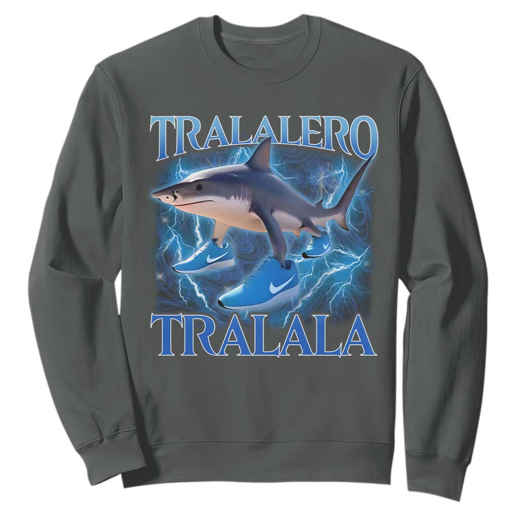 Tralalero Tralala Shark Sweatshirt Funny Internet Brainrot Memes Gen Alpha TS10 Dark Heather Print Your Wear