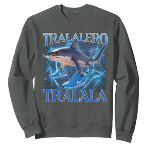 Tralalero Tralala Shark Sweatshirt Funny Internet Brainrot Memes Gen Alpha TS10 Dark Heather Print Your Wear