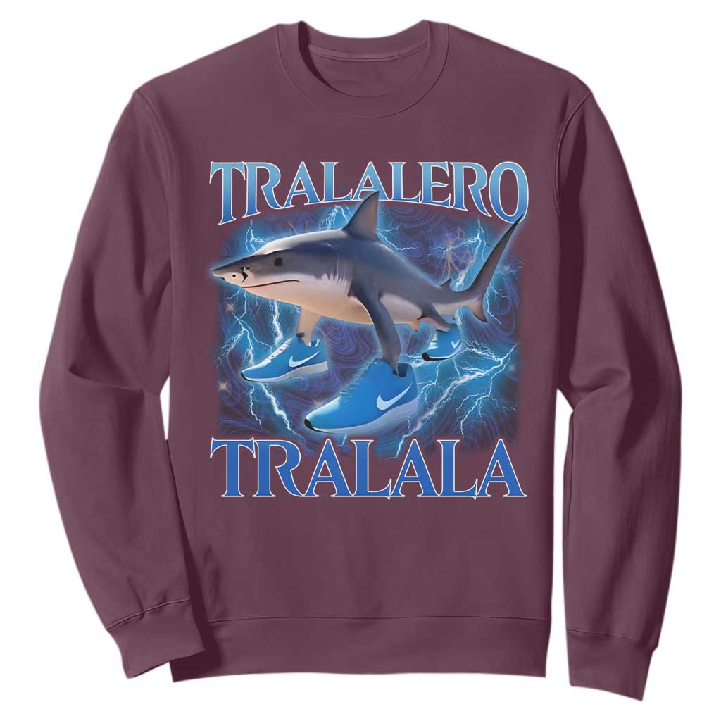 Tralalero Tralala Shark Sweatshirt Funny Internet Brainrot Memes Gen Alpha TS10 Maroon Print Your Wear
