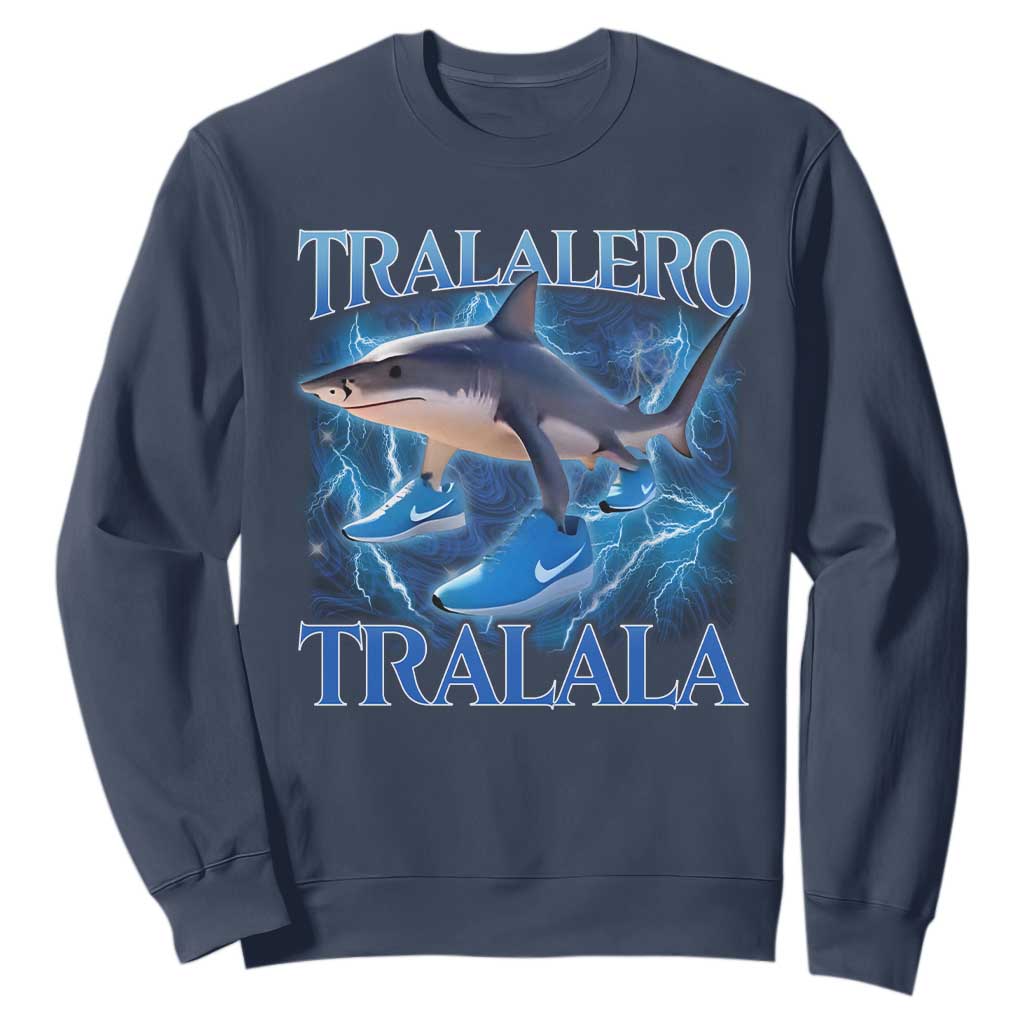 Tralalero Tralala Shark Sweatshirt Funny Internet Brainrot Memes Gen Alpha TS10 Navy Print Your Wear