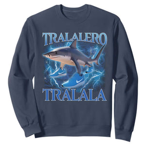 Tralalero Tralala Shark Sweatshirt Funny Internet Brainrot Memes Gen Alpha TS10 Navy Print Your Wear