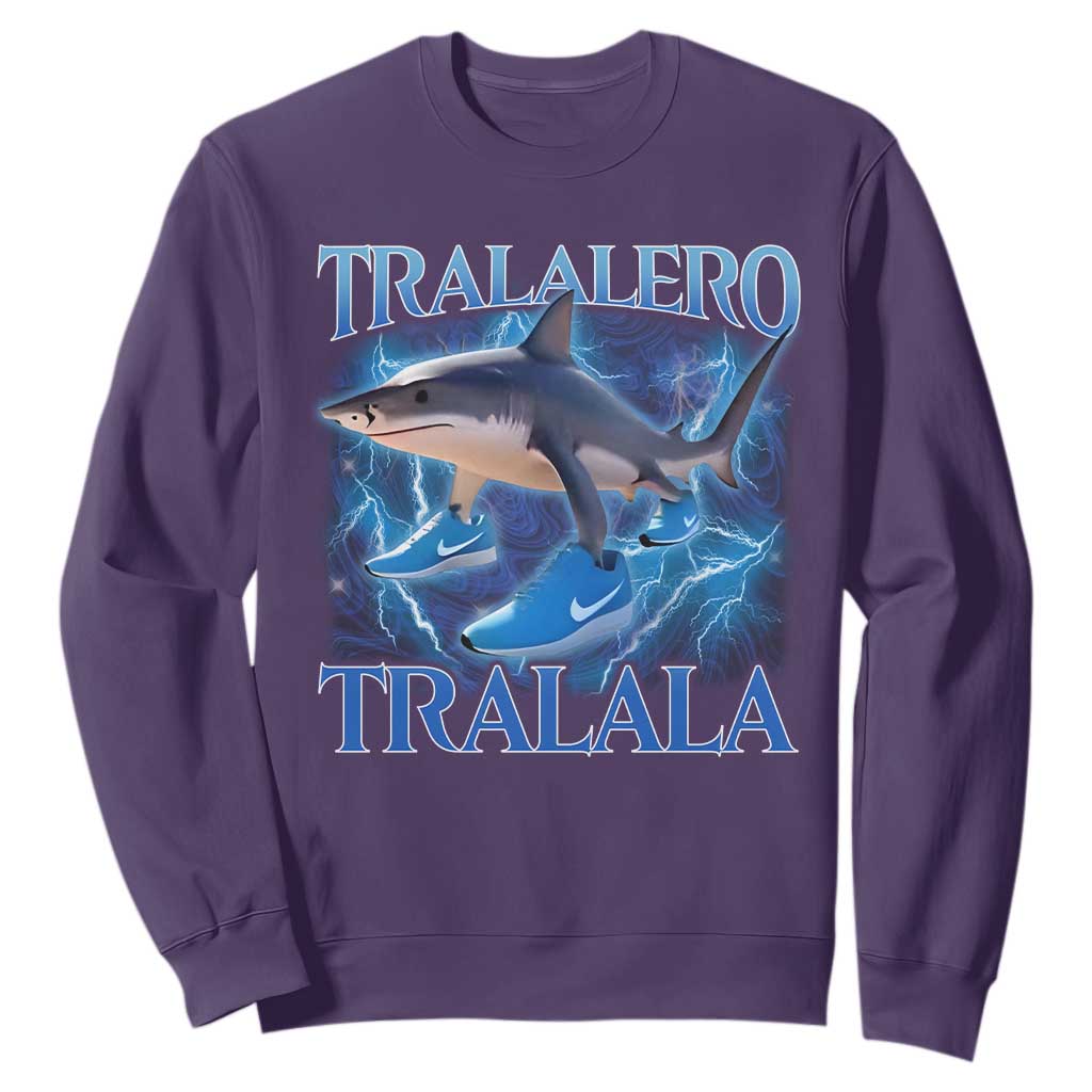 Tralalero Tralala Shark Sweatshirt Funny Internet Brainrot Memes Gen Alpha TS10 Purple Print Your Wear