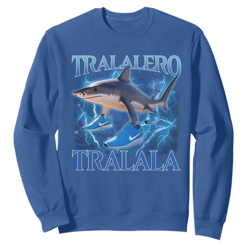 Tralalero Tralala Shark Sweatshirt Funny Internet Brainrot Memes Gen Alpha TS10 Royal Blue Print Your Wear