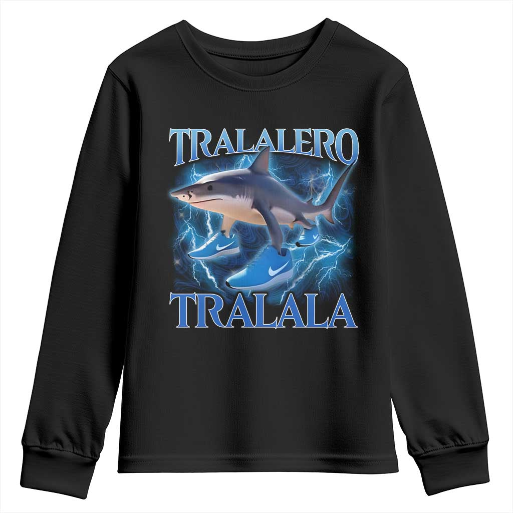 Tralalero Tralala Shark Youth Sweatshirt Funny Internet Brainrot Memes Gen Alpha TS10 Black Print Your Wear