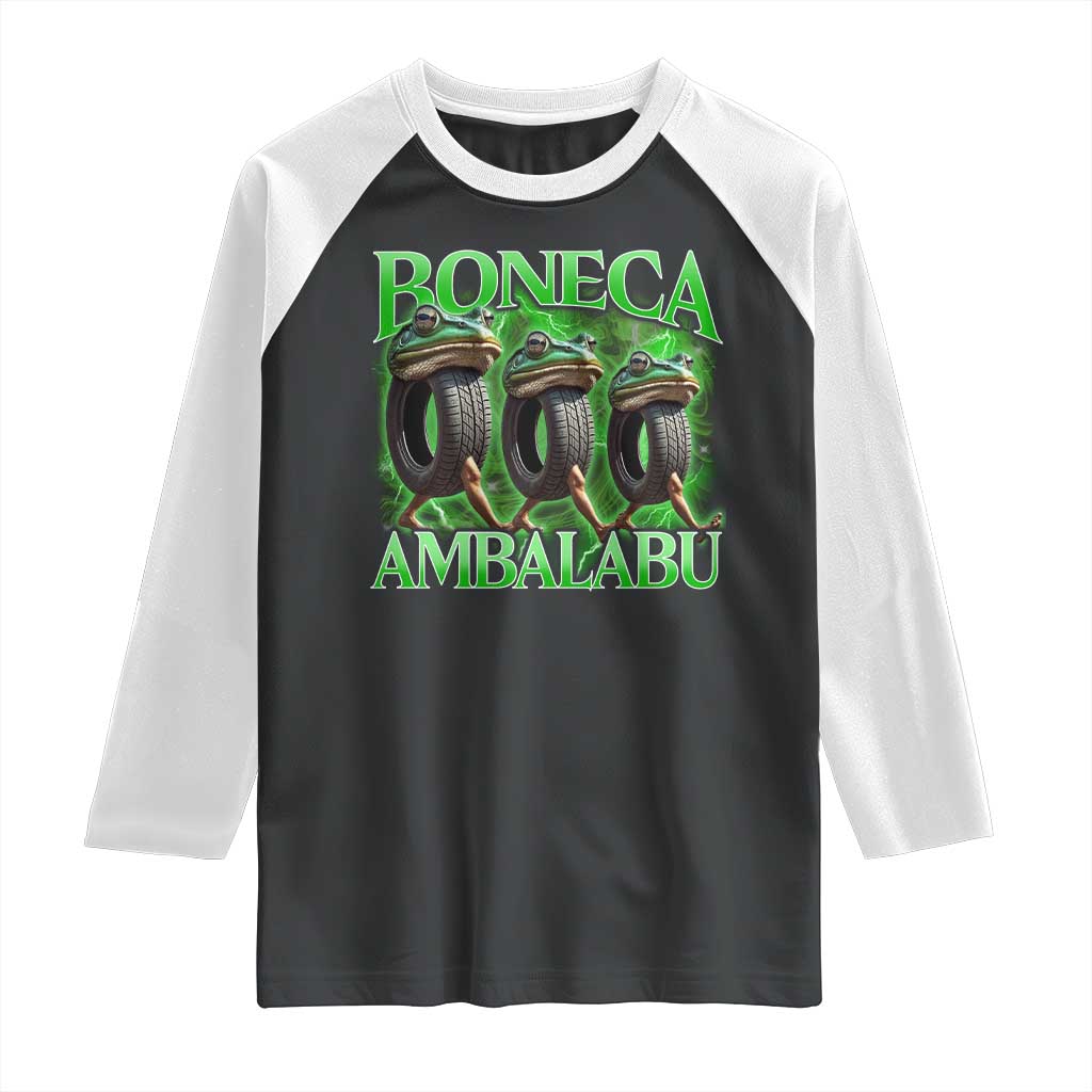 Boneca Ambalabu Frog Raglan Shirt Funny Internet Brainrot Memes Gen Alpha TS10 Black White Print Your Wear