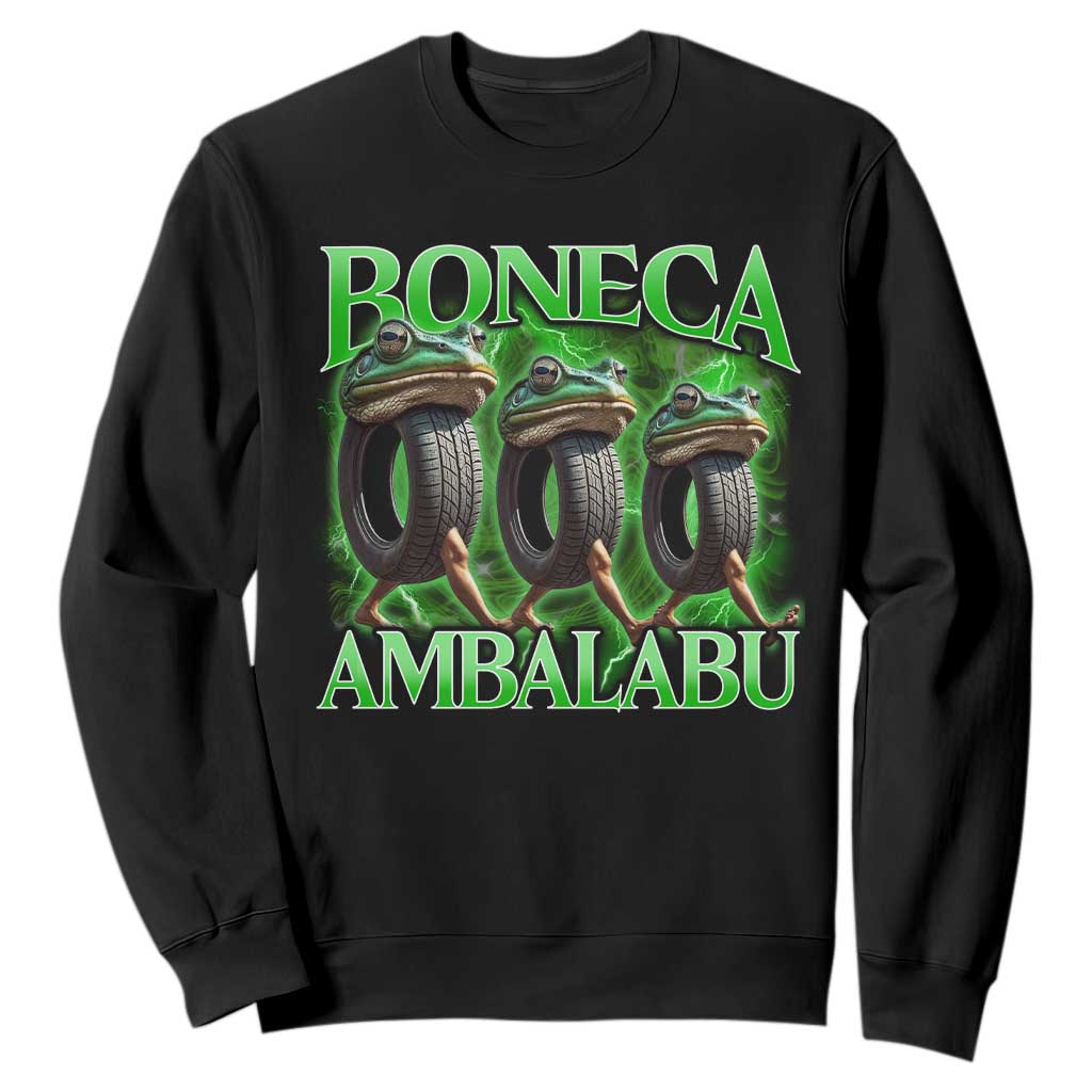 Boneca Ambalabu Frog Sweatshirt Funny Internet Brainrot Memes Gen Alpha TS10 Black Print Your Wear