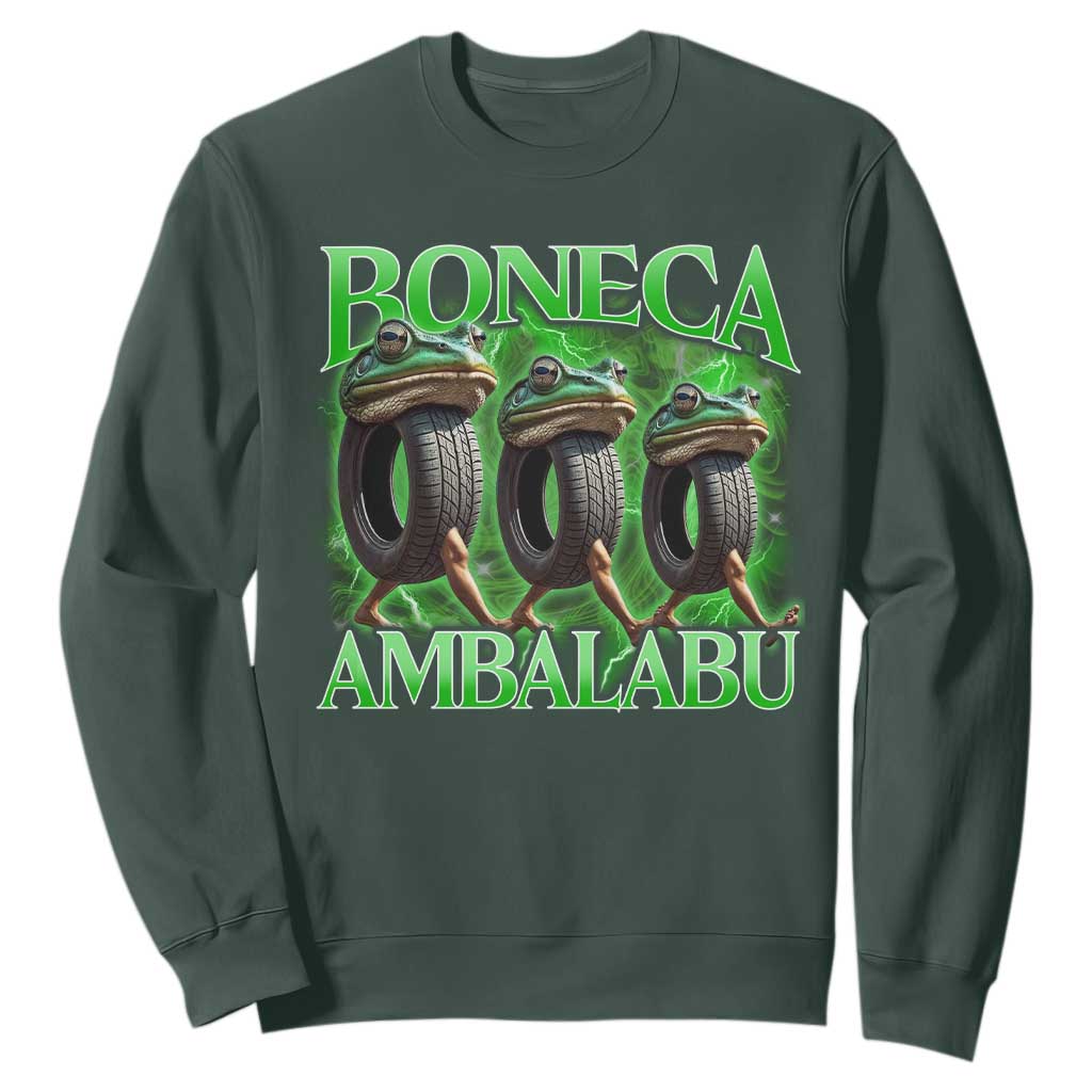 Boneca Ambalabu Frog Sweatshirt Funny Internet Brainrot Memes Gen Alpha TS10 Dark Forest Green Print Your Wear