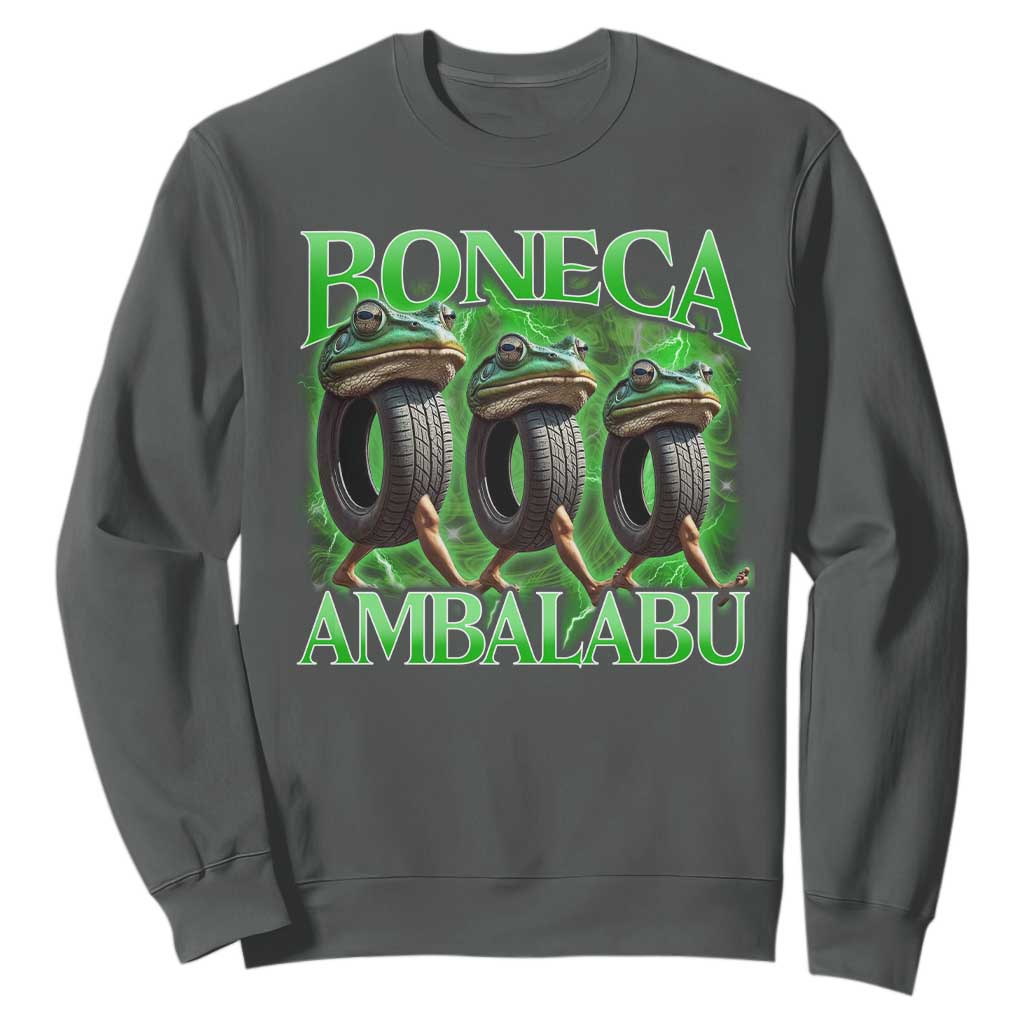 Boneca Ambalabu Frog Sweatshirt Funny Internet Brainrot Memes Gen Alpha TS10 Dark Heather Print Your Wear