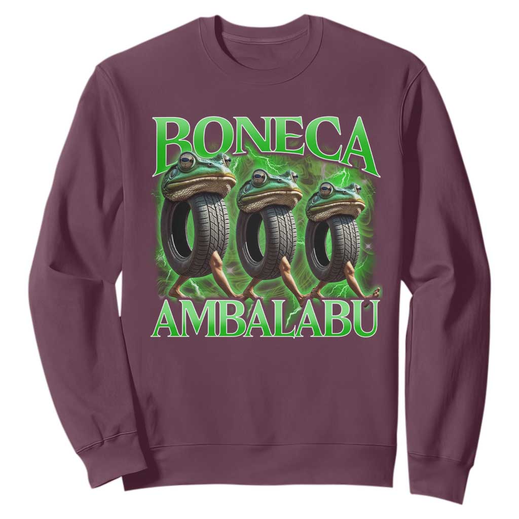 Boneca Ambalabu Frog Sweatshirt Funny Internet Brainrot Memes Gen Alpha TS10 Maroon Print Your Wear