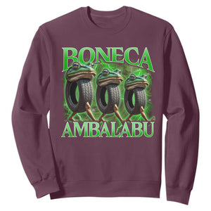 Boneca Ambalabu Frog Sweatshirt Funny Internet Brainrot Memes Gen Alpha TS10 Maroon Print Your Wear