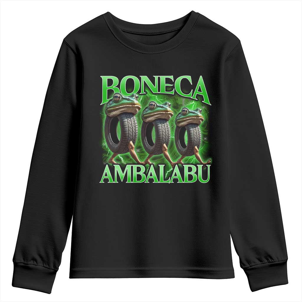 Boneca Ambalabu Frog Youth Sweatshirt Funny Internet Brainrot Memes Gen Alpha TS10 Black Print Your Wear