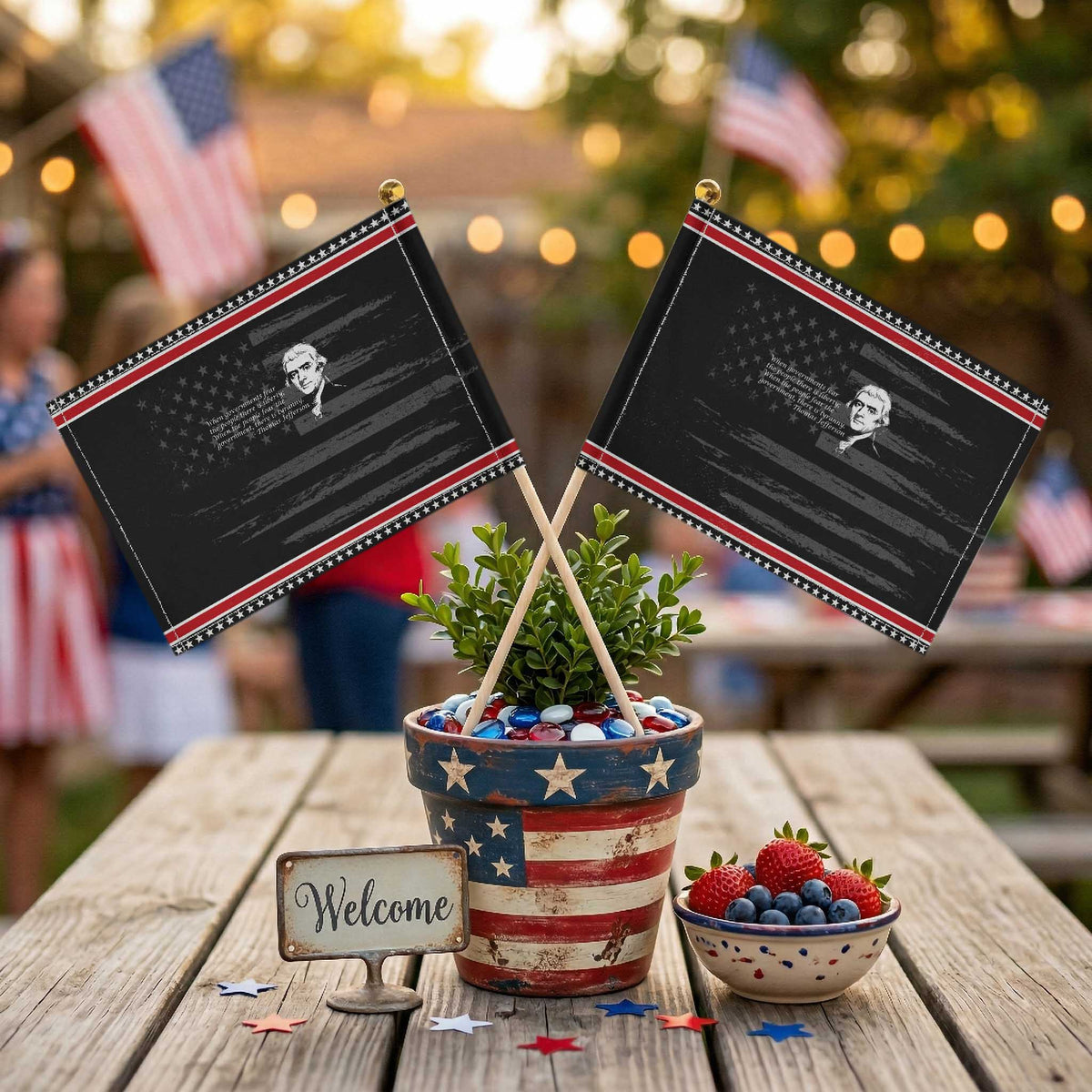 Thomas Jefferson Patriotic Handheld Flag When Governments Fear The People There Is Liberty TS10 Distressed 8.2