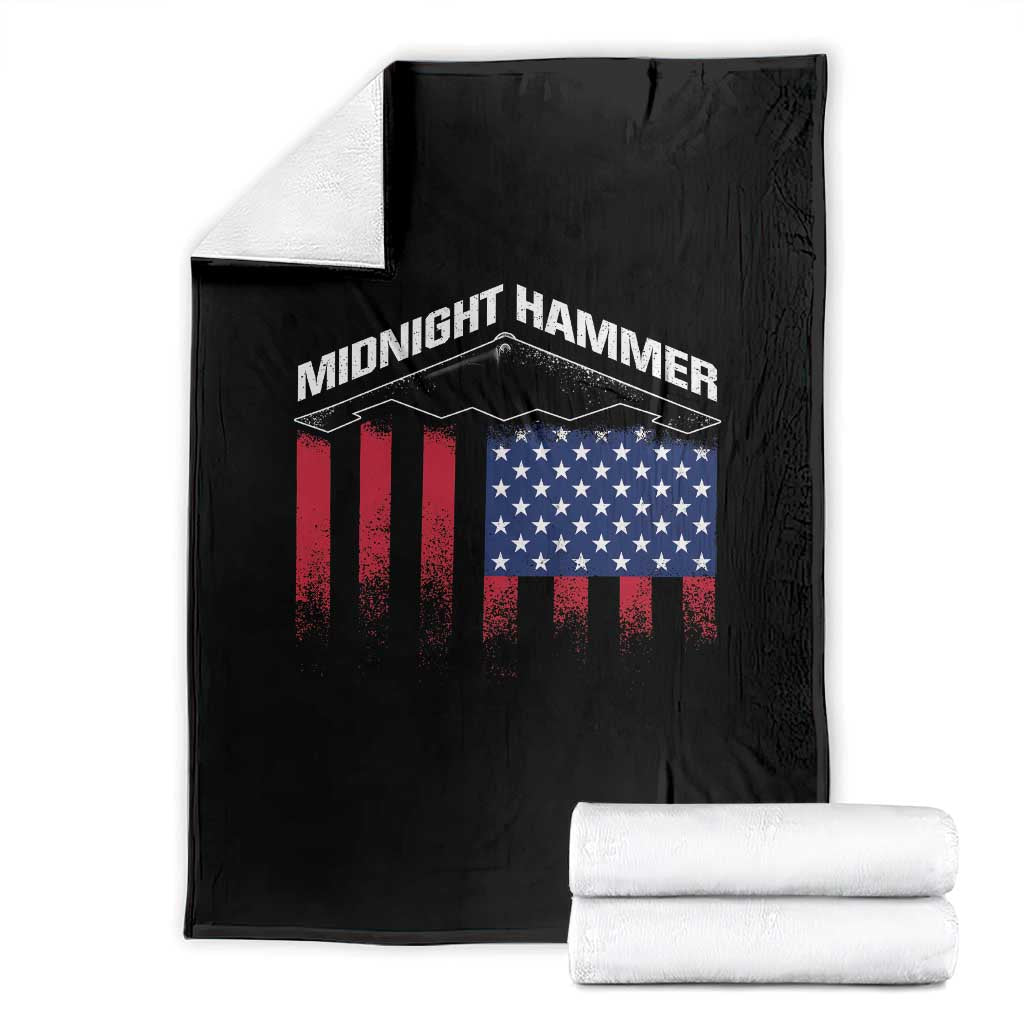 Operation Midnight Hammer Throw Blanket Tactical Warfare Jets Bombers Military American Flag TS10 Black Print Your Wear