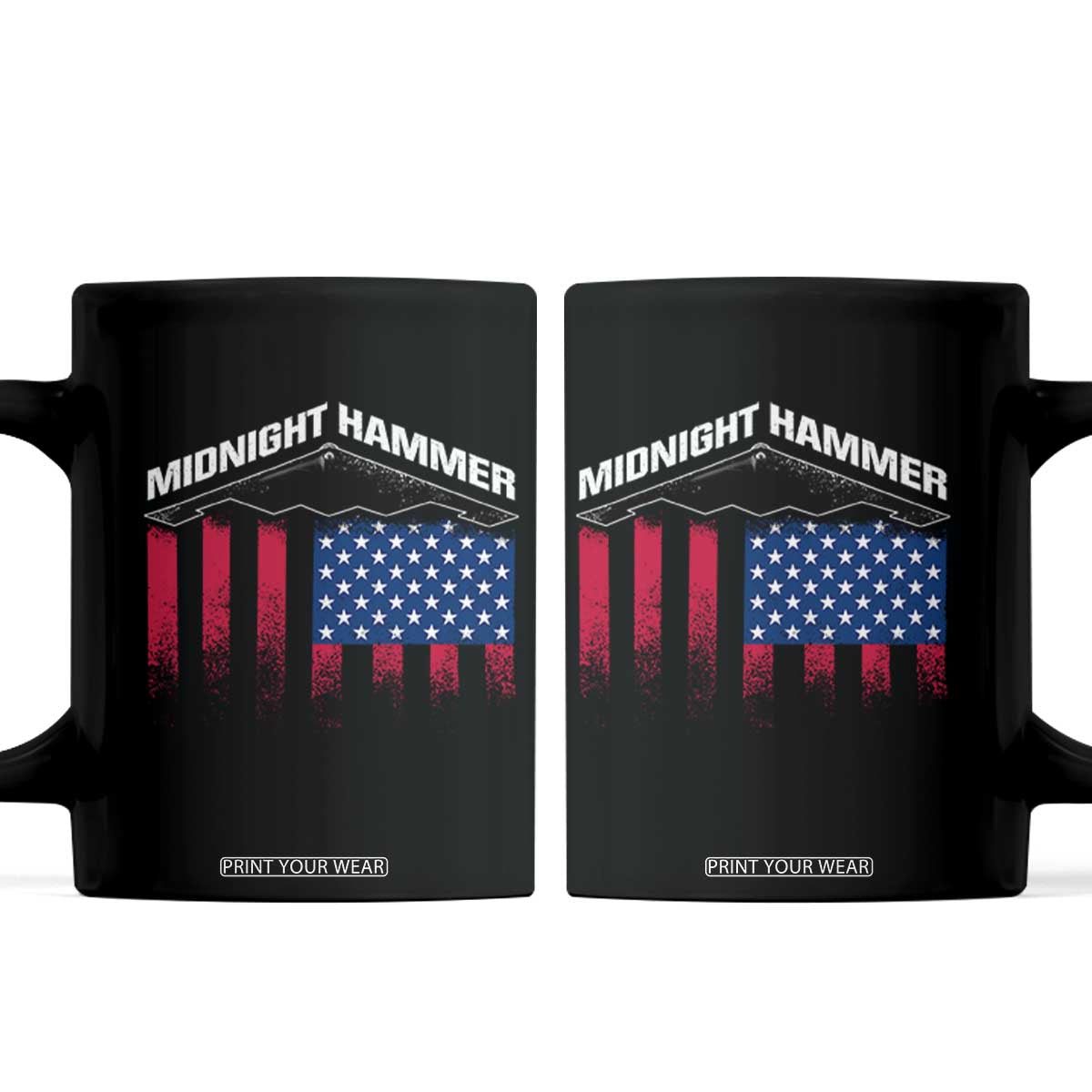 Operation Midnight Hammer Coffee Mug Tactical Warfare Jets Bombers Military American Flag TS10 Black Print Your Wear