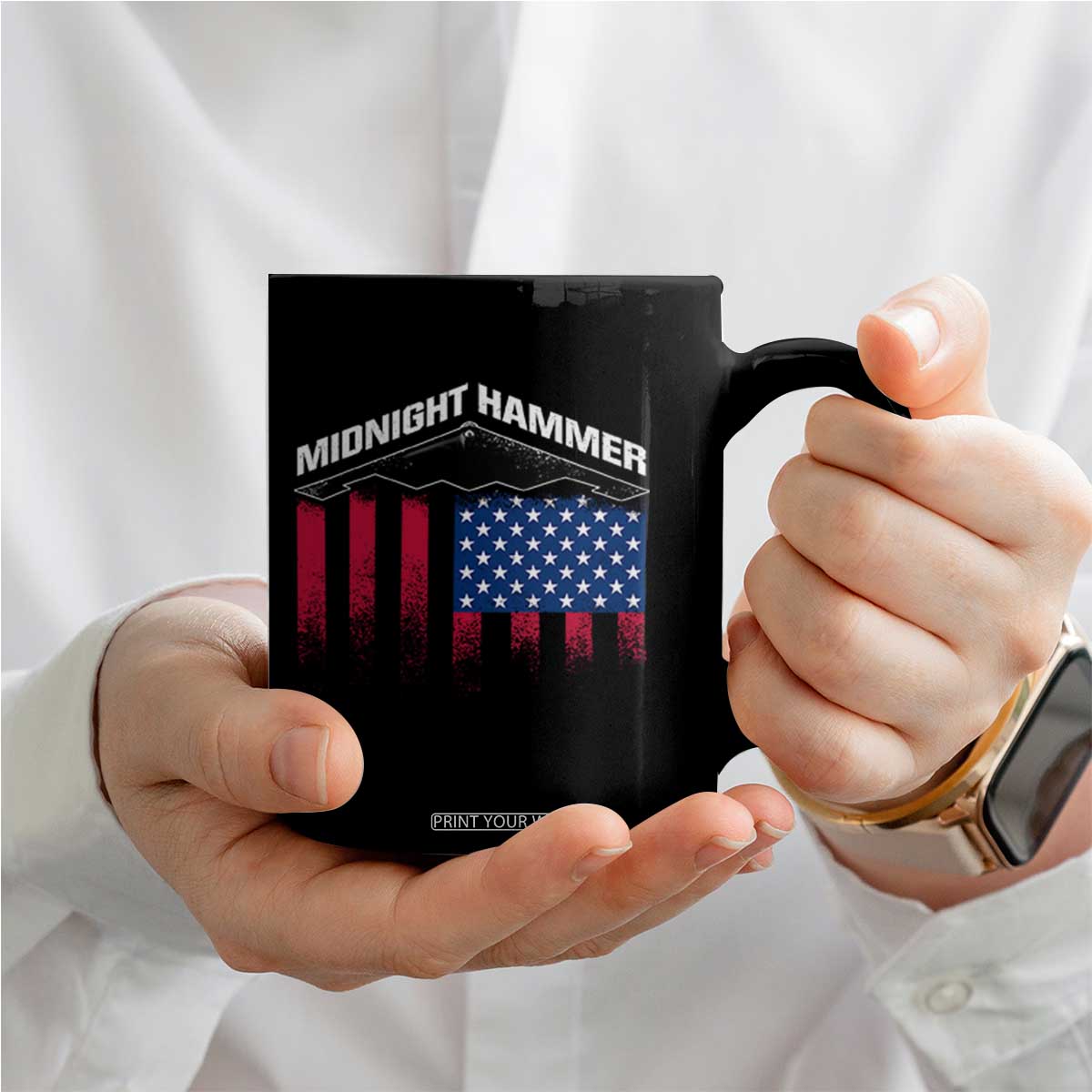 Operation Midnight Hammer Coffee Mug Tactical Warfare Jets Bombers Military American Flag TS10 Print Your Wear