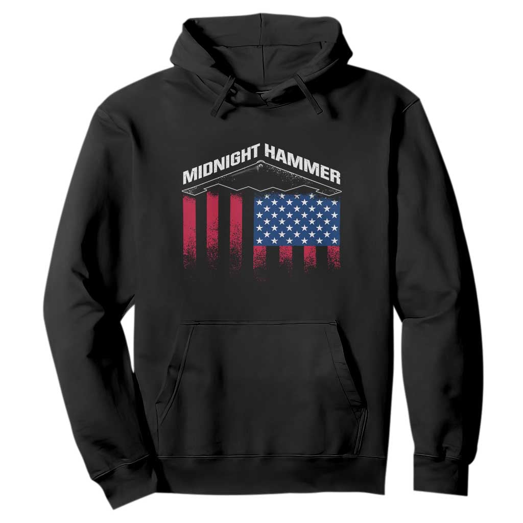 Operation Midnight Hammer Hoodie Tactical Warfare Jets Bombers Military American Flag TS10 Black Print Your Wear