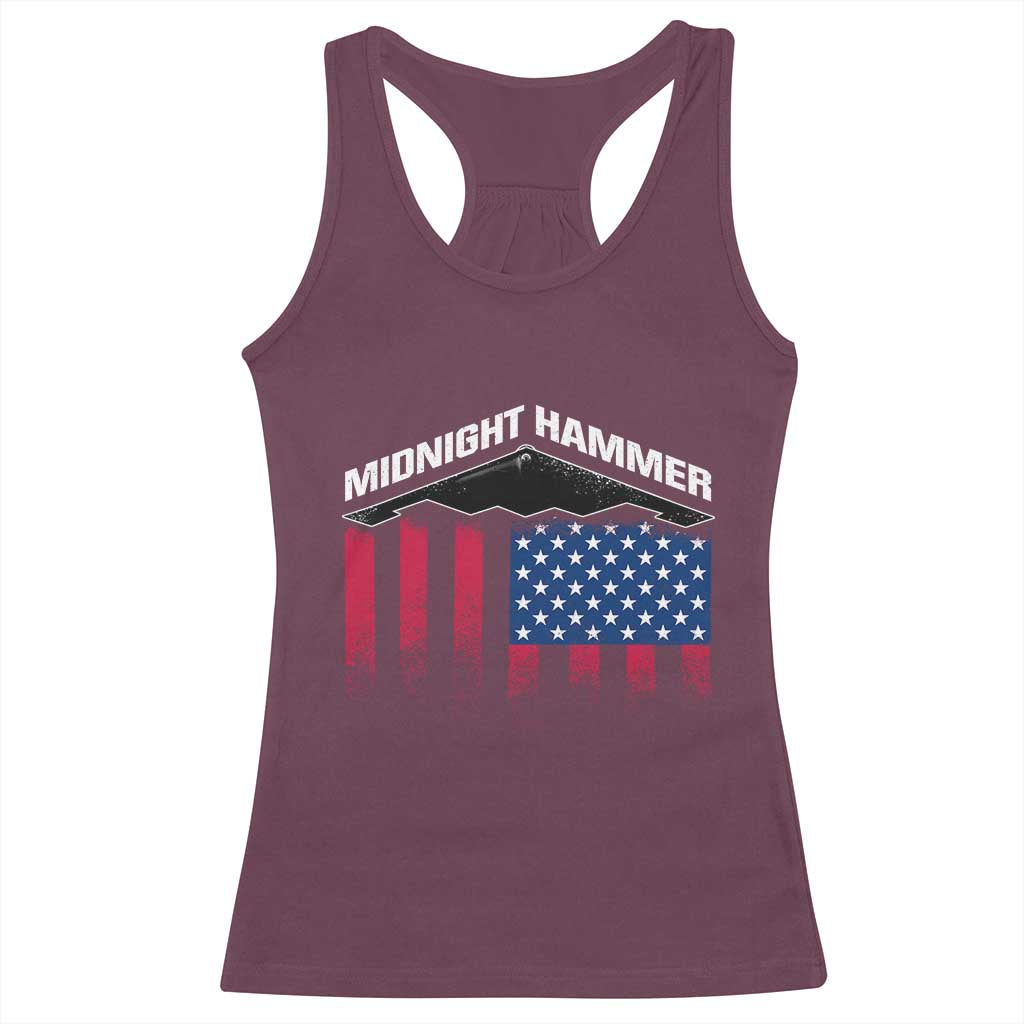 Operation Midnight Hammer Racerback Tank Top Tactical Warfare Jets Bombers Military American Flag TS10 Maroon Print Your Wear