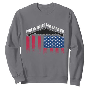 Operation Midnight Hammer Sweatshirt Tactical Warfare Jets Bombers Military American Flag TS10 Charcoal Print Your Wear