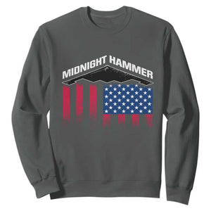 Operation Midnight Hammer Sweatshirt Tactical Warfare Jets Bombers Military American Flag TS10 Dark Heather Print Your Wear