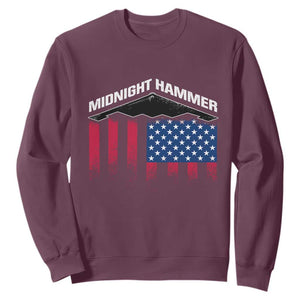 Operation Midnight Hammer Sweatshirt Tactical Warfare Jets Bombers Military American Flag TS10 Maroon Print Your Wear