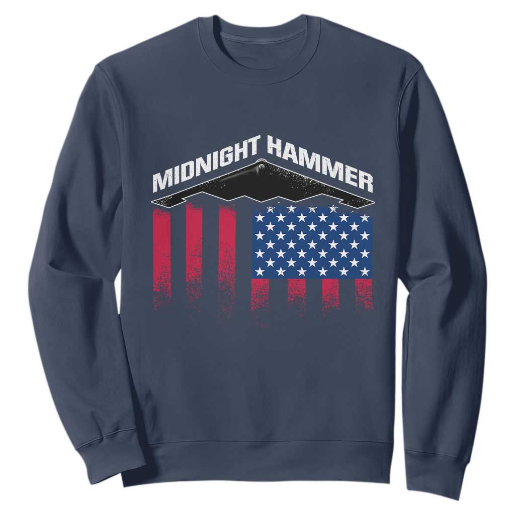 Operation Midnight Hammer Sweatshirt Tactical Warfare Jets Bombers Military American Flag TS10 Navy Print Your Wear