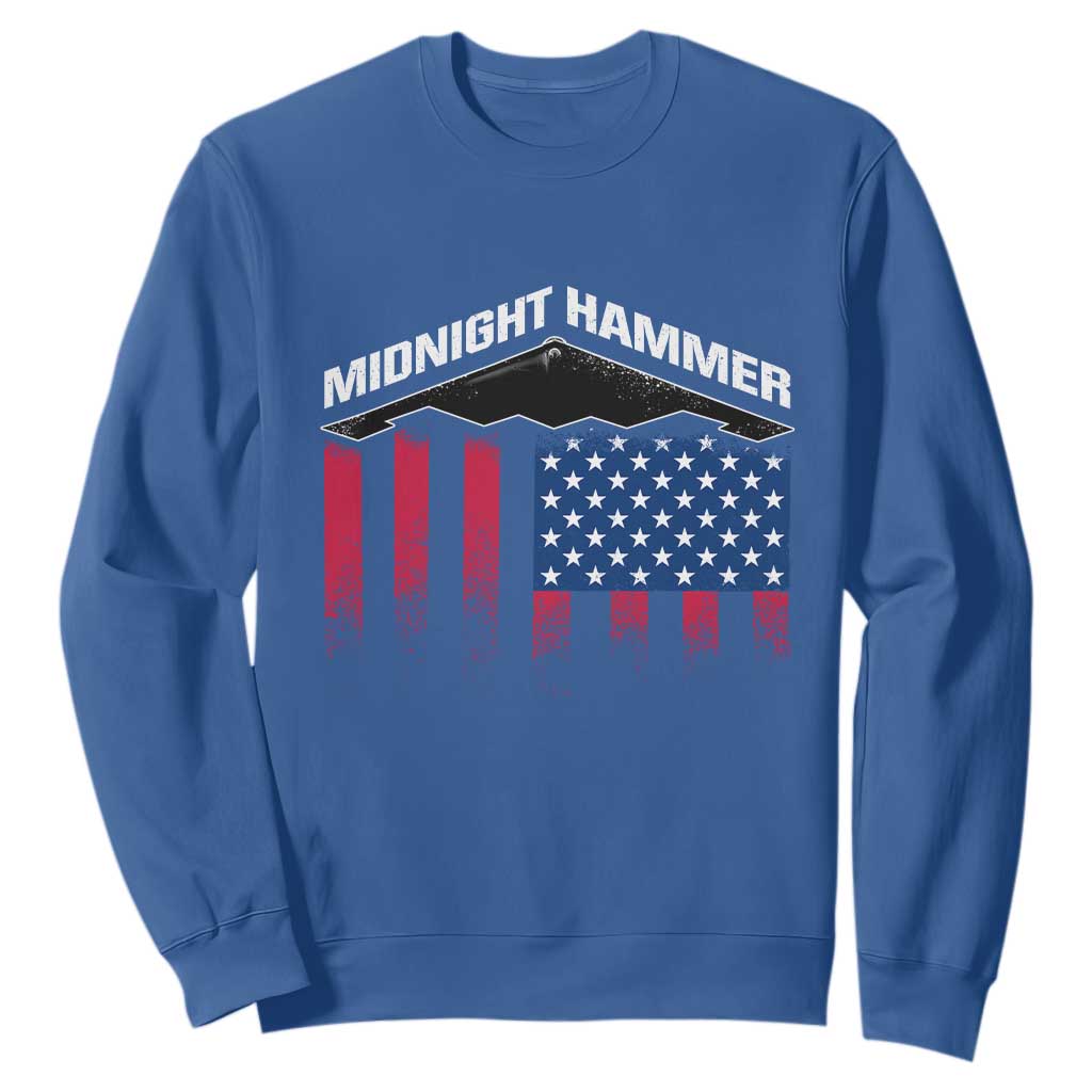 Operation Midnight Hammer Sweatshirt Tactical Warfare Jets Bombers Military American Flag TS10 Royal Blue Print Your Wear