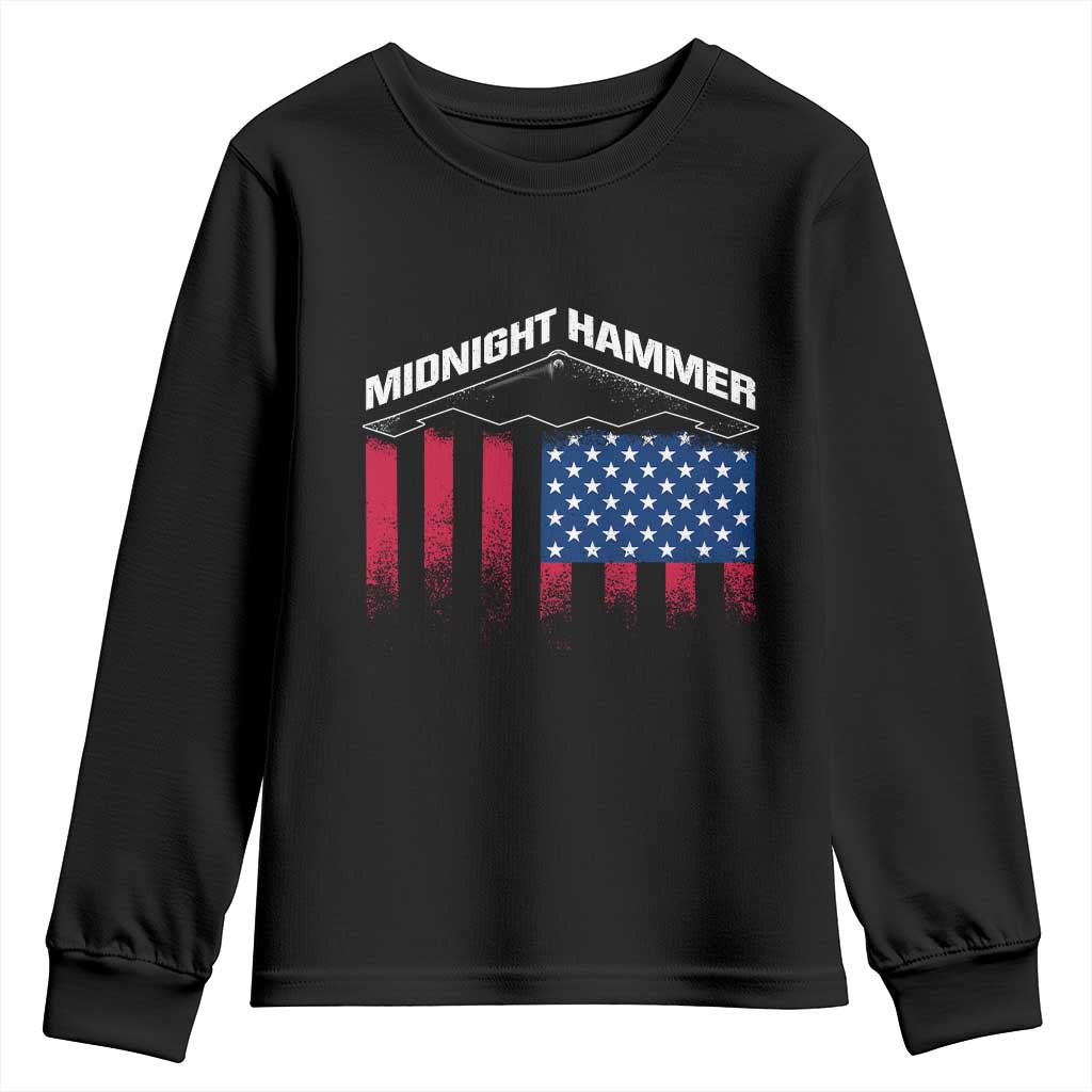 Operation Midnight Hammer Youth Sweatshirt Tactical Warfare Jets Bombers Military American Flag TS10 Black Print Your Wear