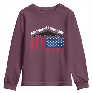 Operation Midnight Hammer Youth Sweatshirt Tactical Warfare Jets Bombers Military American Flag TS10 Maroon Print Your Wear