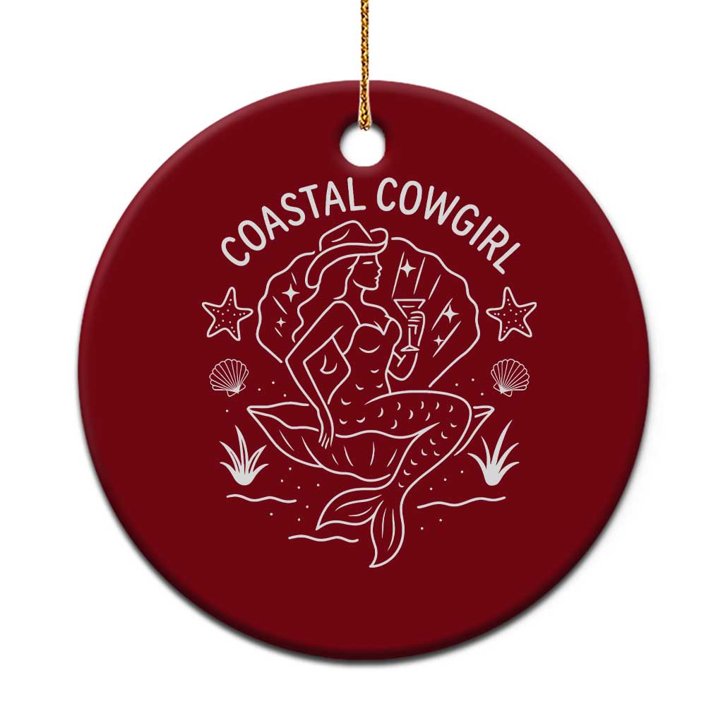 Coastal Cowgirl Ceramic Ornament Mermaid Rodeo Western Beach TS10 1pc Red Print Your Wear