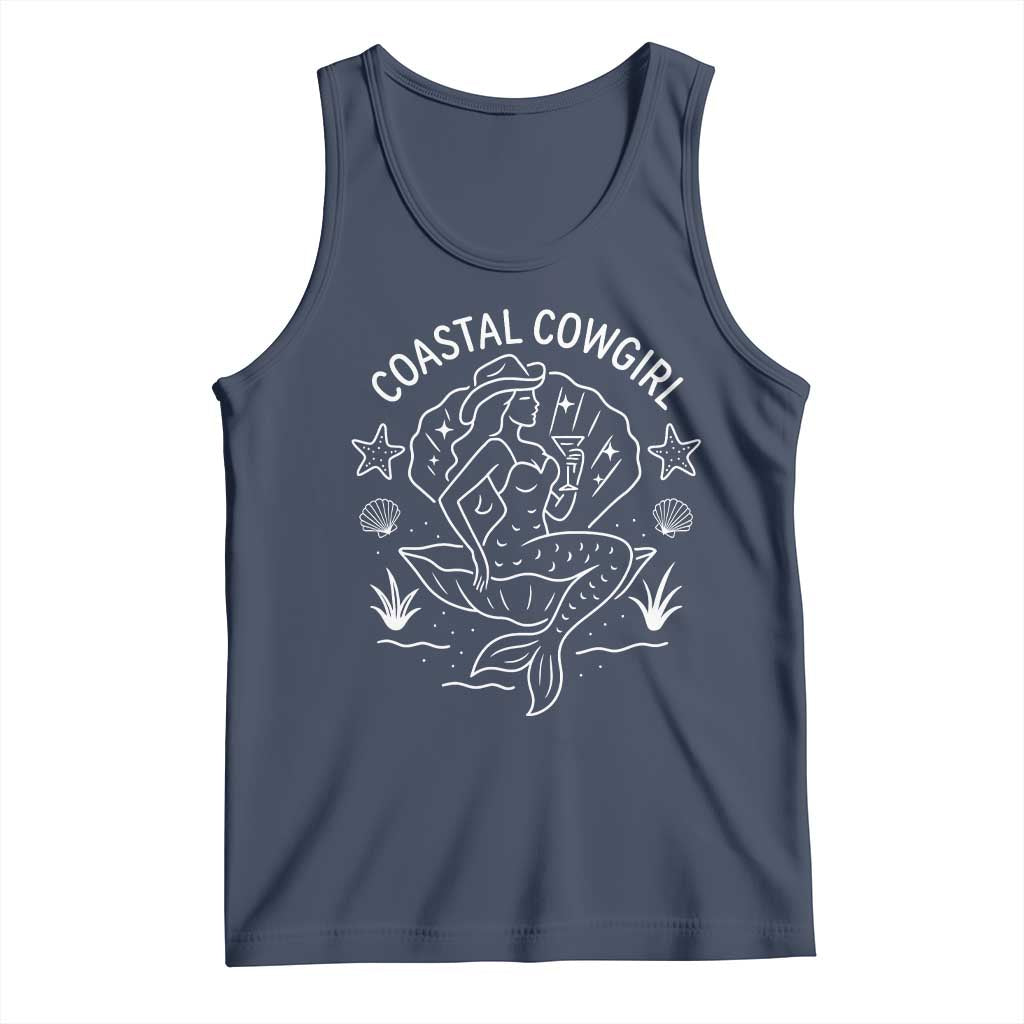 Coastal Cowgirl Tank Top Mermaid Rodeo Western Beach TS10 Navy Print Your Wear